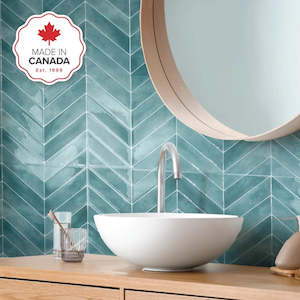 Internet only: Chevron Täby Blue Green | Self-adhesive 3D Tiles