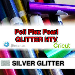 Adhesive wholesaling: SILVER Glitter Poli Flex HTV Iron-on