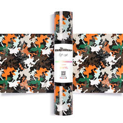 Adhesive wholesaling: Orange Camouflage HTV