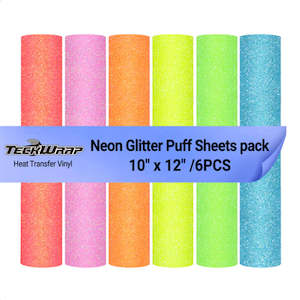 Adhesive wholesaling: Neon Glitter Puff HTV Sheets Pack