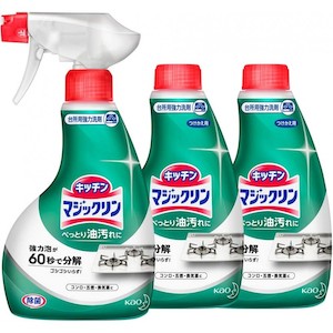 KAO Magiclean Foam Type Strong Kitchen Cleaner Spray Bottle 400ml + 2 Refills 400ml