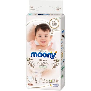 Moony Organic Cotton Nappies L 38pcs (9-14kg) - For shipping outside Auckland ur…