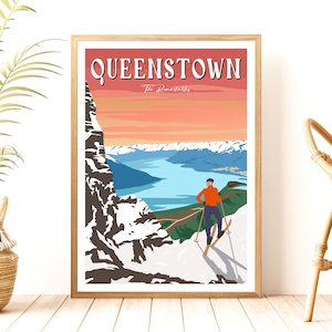 Creative art: Queenstown - The Remarkables - Travel Poster, New Zealand