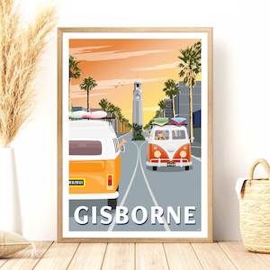 Gisborne - Sunrise - Travel Poster, New Zealand