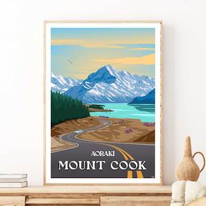 Creative art: Aoraki - Mount Cook Travel Poster, New Zealand