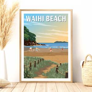 Creative art: Waihi Beach Travel Poster, New Zealand