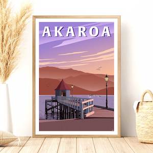 Creative art: Akaroa Travel Poster, New Zealand