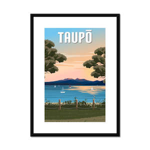 Creative art: Taupō Sunset Peaks Framed & Mounted Print