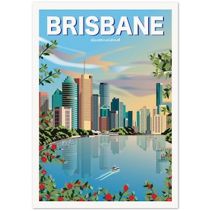 Creative art: Brisbane Sky Travel Poster - Queensland, Australia