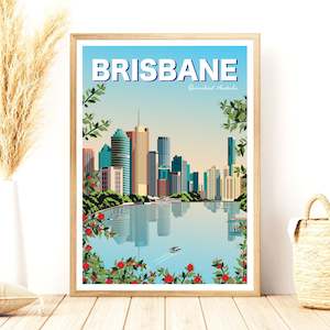 Creative art: Brisbane Travel Poster - Queensland, Australia