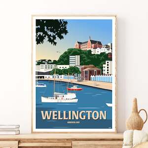 Wellington - Oriental Bay - Travel Poster, New Zealand