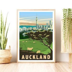 Mount Eden, Auckland Travel Poster, New Zealand