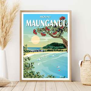 Mount Maunganui Travel Poster, New Zealand