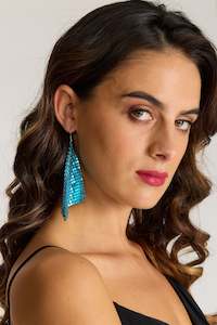 Glow mesh drops lake blue -Earrings