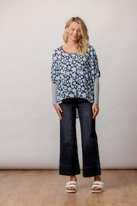 Tori Top Navy Flowers