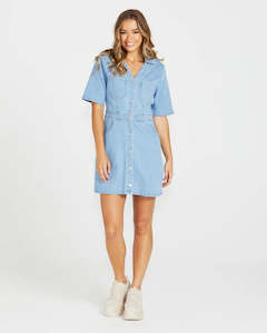 Sass: Andrea Denim Dress - Sandwash