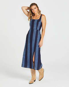 Sass: Cailee Midi Dress - Navy Stripe