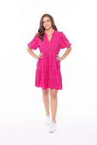 BILLIE THE LABEL REFLECTIVE DRESS Hot Pink Crinkle