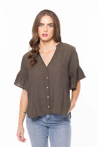 SEEKING LOLA RIVERSTONE SHIRT -KHAKI