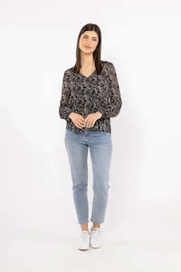 BILLIE THE LABEL WANDERER TOP -BLACK FLORAL