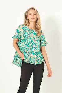 Madelaine Top Teal Print