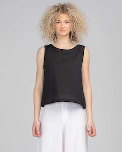 Boom Shankar: Rose Linen Top Black