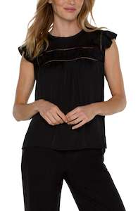 Flutter Sleeve Wove top -Black