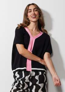 Zaket Plover: Pipped Top -Black/pink