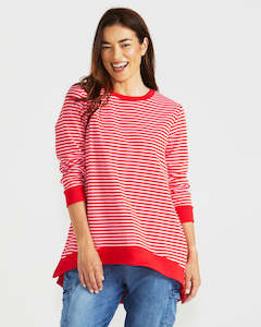 Sweatshirts Jumpers And Crews: Courtney Cherry Stripe Jumper - Cherry Stripe