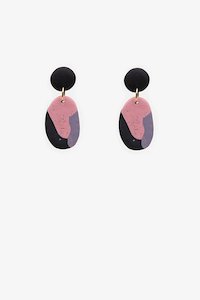 Antler Accessories: Pink Lilac & Black Drop Earring