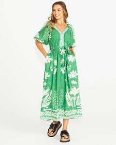 Lyndel Dress - Green Floral