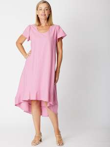 Ho Chi Ruffle High low Dress -Pink