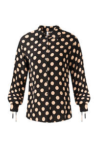 New Arrivals: Pre order Due early Feb  Adela Top Latte Polkadot