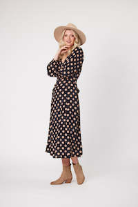 Pre order Due early Feb Sabrina Dress Latte Polkadot