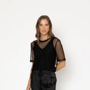 Arrow Mesh Top -black