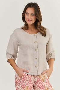 Naturals: Button Detail Blouse Dune