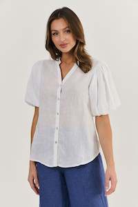 Naturals: Bubble Sleeve Blouse White