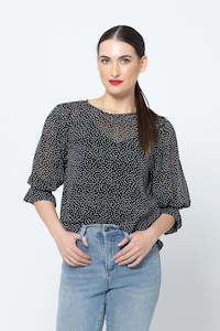 Magnificent Top -Black Polka