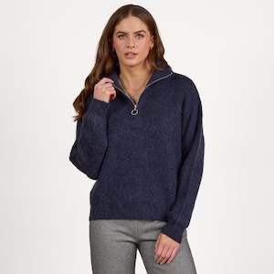 1080 Vassalli Half Zip Sweater -ink