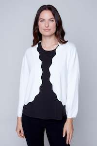 Carre Noir White scalloped edge Cardi