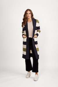 1065 Vassalli Open Longline Cardi with Pockets -Sage