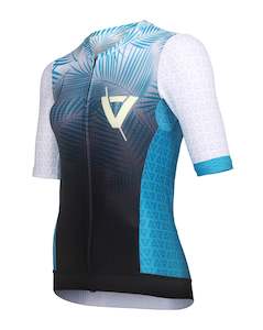 sleeved tri top: Volare Womens Palms Short Sleeved Aero Tri Top