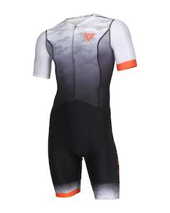 Volare Mens Camo Orange Sleeved Aero Tri Suit