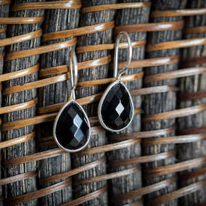 Black Onyx Tear Earrings