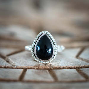 Raindrop Black Onyx Ring