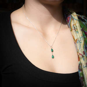 Double Pear Malachite Necklace