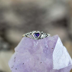 Jewellery: CZ Amethyst Heart Ring