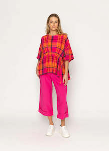 Hampton Top - Orange/Pink Tartan