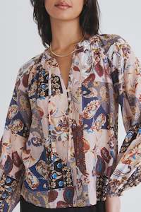 Clothing: Eternal Patchwork Paisley Frill Neck V LS Top