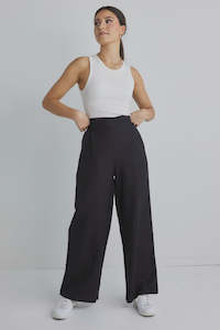 Guardian Linen Wide Leg Linen Pant - Black